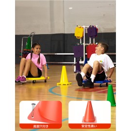 Jessfar Color Cones, Set of 15, 3.1 inches (8 cm), 7.1 inches (18 cm), 9.1 inches (23 cm), Mini, Soft, Made of PE, Durable, Mini Cones, Practice Tools, Triangle Cones, 5 Colors, 3 Pieces of Each Color