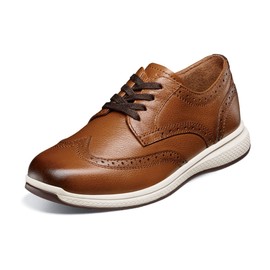 Florsheim Great Lakes Wingtip Oxford Jr Boys' Toddler-Youth Oxford, 2 M US Little Kid, Cognac-White