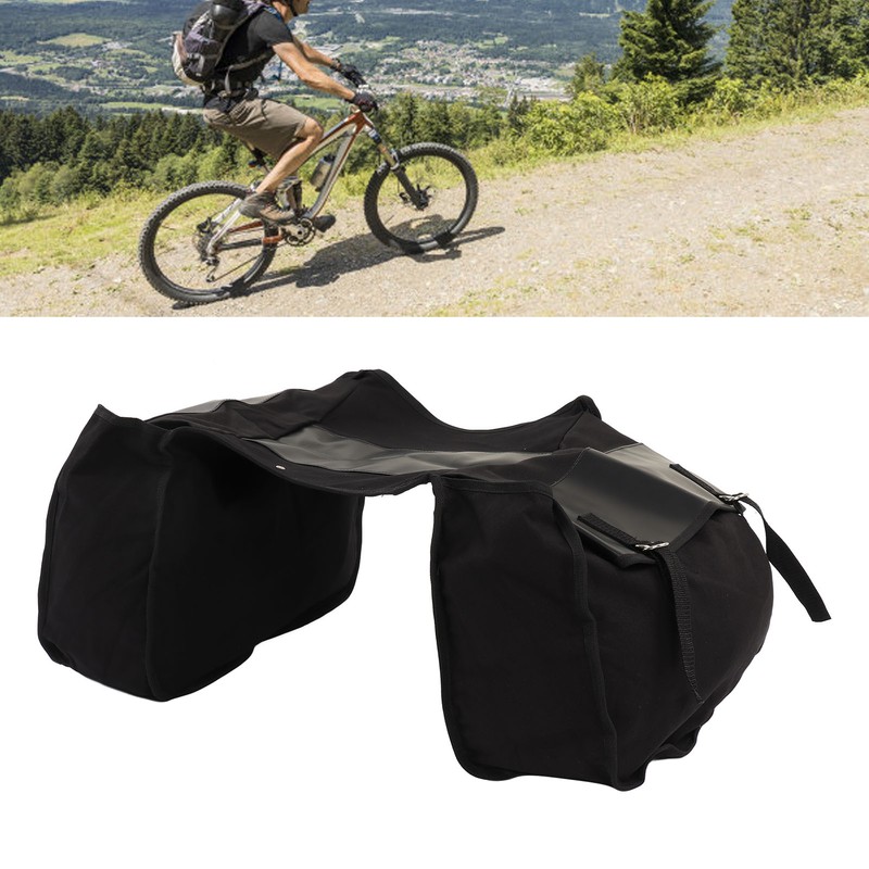 Bicycle Bike Rear Seat Carrier Bag Canvas Cycling Double Bags