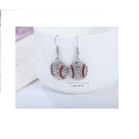 Baseball Softball Crystal Enamel Dangle Earrings Bling Sport Ball Earring Jewelry for Women-basketball