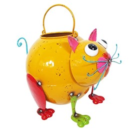 Fun Colorful Enameled Metal Watering Can - Cat, Continental Art Center Inc. CAC193006B