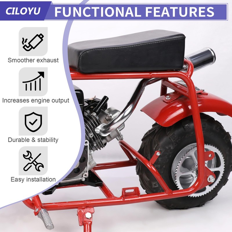 CILOYU Central Long Mini Bike Exhaust Header Pipe with Muffler