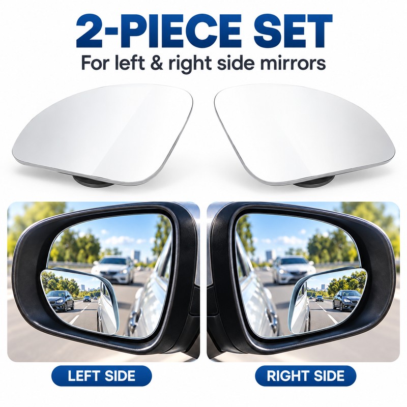 Wide-Angle Blind Spot Mirrors for Cars – 2-Pack 360° Adjustable