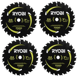RYOBI 7-1/4" X 24T Carbide Teeth Thin KERF Circular Saw Blade Set (4-Piece)