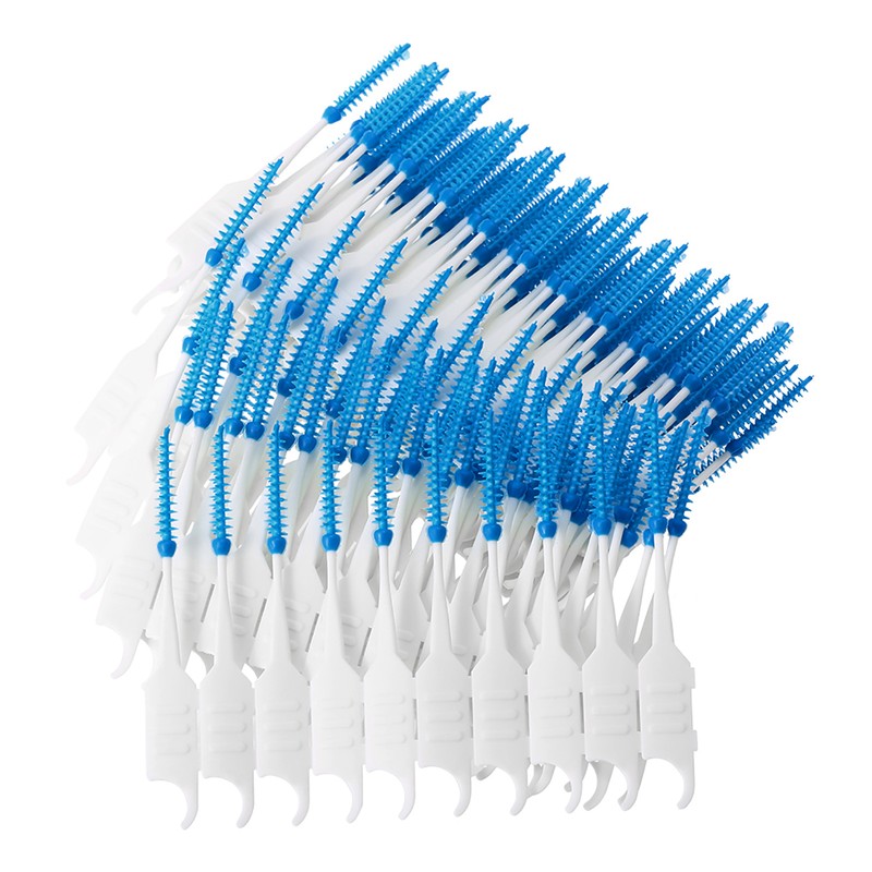 400PCS Interdental Brushes Double-ended Silicone Toothpick Dual-ended Dental Floss Pick