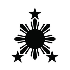 RDW Philippines Sun Sticker - Decal - Die Cut - #2 Stars Filipino - Black 3.62" x 4.25"