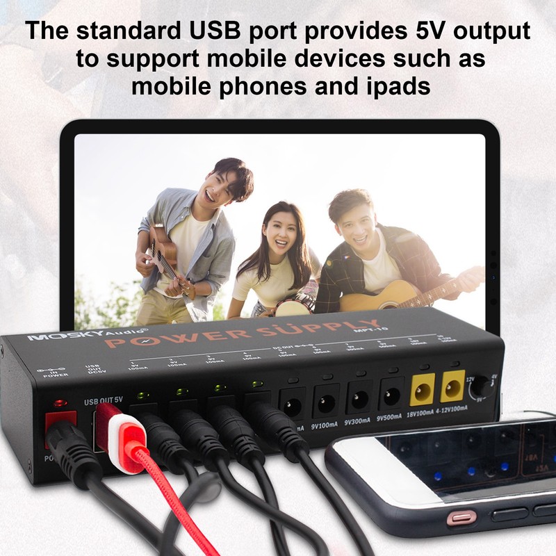 11-Channel Guitar Pedal Power Supply with Independent Short Circuit Protection
