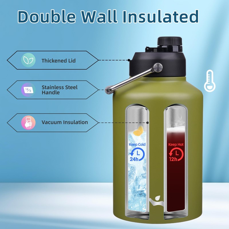 Konokyo 1 Gallon Jug with Handle,128 oz Insulated Water Bottle