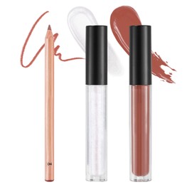 Prreal 3Pcs Lip Combo Set,Matte Liquid Lipstick+Shimmer Lip Oil+ Lip Liner Set,Highly Pigmented, Velvet Lip Pencil and Lip Glaze, Moisturizing Lip Oil Makeup Set for Women(Set B)