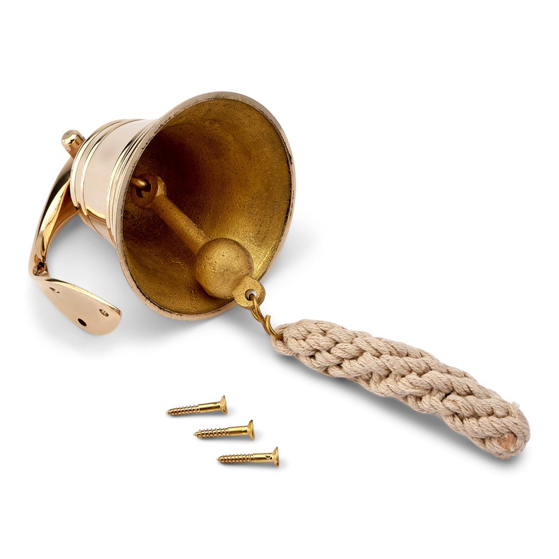 NKlaus 11572 Ship Bell Brass Gold with Wall Bracket and