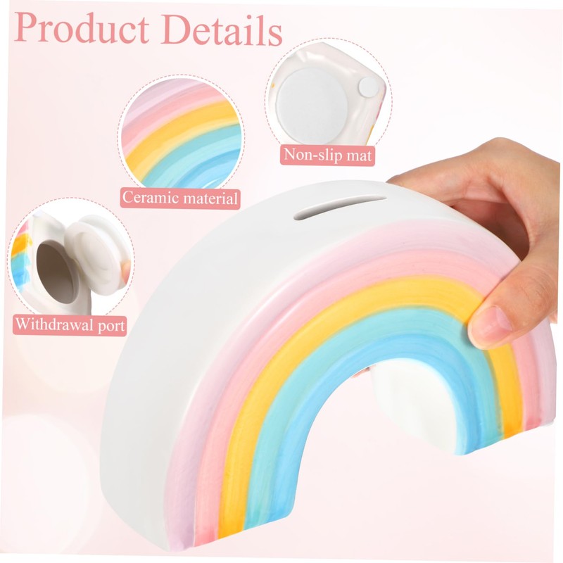 Kisangel Creative Rainbow Design Money Box Cute Ceramic Coin Bank