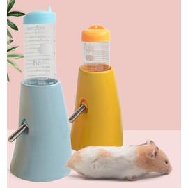 Hamster Squirrel Hedgehog Water Fountain Automatic Water Filler Ceramic Base Tank Bottle Roll Ball Leak Proof Small Animal Water Bottle (Blue)
