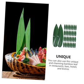 IWOWHERO 100pcs Bamboo Leaves Decorative Mats for Sushi and Sashimi Japanese Food Plating Decoration for Restaurants Bars and Aesthetic Photo Props