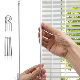 17 Inches Blind Wand, Vertical Blinds Replacement Parts with Hook and Grip, Clear Plastic Blind Tilt Wand, Window Opener Pole for Home Door Window Pull Supplies (1 Pcs)