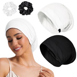 2PCS Large Sleep Cap Bonnet for Sleeping Black Women Men, Adjustable Cooling Lining Bonnets for Curly Hair Wrap Braids Beanie Night Hat