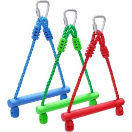 Craft 3-Pack Kids Ninja Monkey Bars - Trapeze Swing Bars for Ninja Obstacle Course Attachments - 3pc of Blue, Red & Green Color - Style: Ninja Wheel
