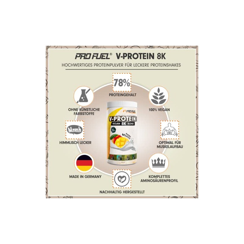 Vegan Protein MANGO 2x750g - V-Protein 8K Blend - unglaublich
