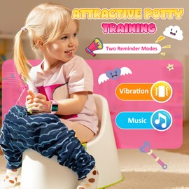 Potty Training Watch for Toddlers, Upgrade Magnetic Charging Potty Reminder with Music/Vibration/Colorful Lights Countdown, Cute Pattern Silicone Strap, Waterproof Kids Digital Watch, Gift for Kids