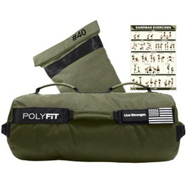 Polyfit Sandbag Pro - Workout Sandbag with Triple Closure Filler Bag and Reinforced Nylon Webbing - Green - 40LB