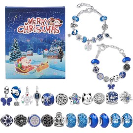 Christmas Advent Calendar DIY Charm Bracelet Making Kit for Kids 24 Days Christmas Countdown Calendar Jewelry Gifts for Girls
