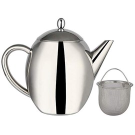 Rosenstein & Söhne Teapot with Strainer: Stainless Steel Teapot with Strainer Insert, 1.75 Litres, Dishwasher Safe (Stainless Steel Jug, Tea Maker)