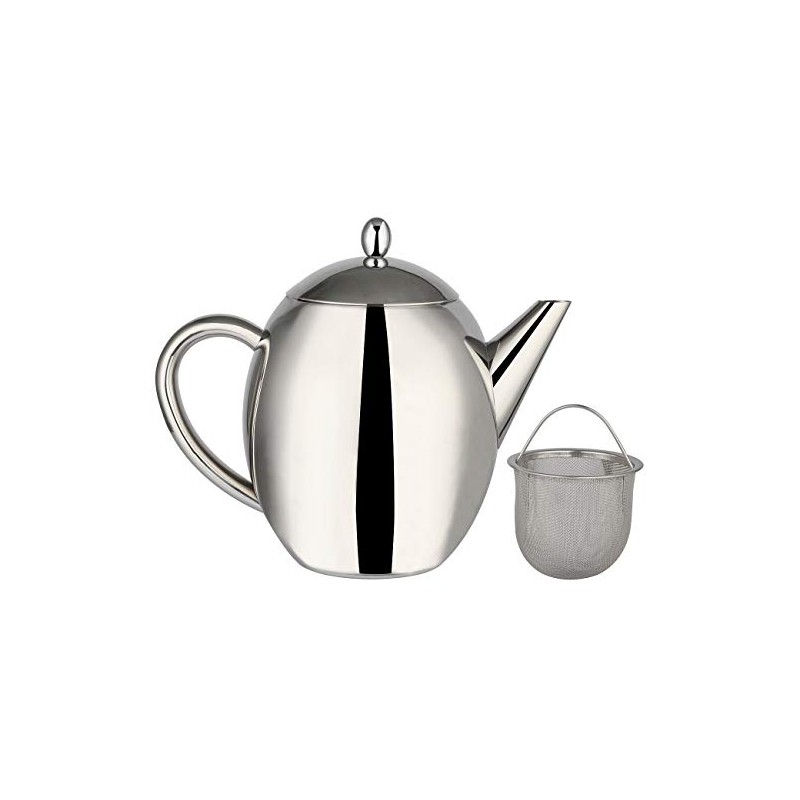 Rosenstein & Söhne Teapot with Strainer: Stainless Steel Teapot with