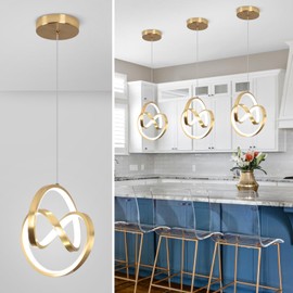 Sovinzert Modern LED Pendant Lights Kitchen Island, 6000K LED Chandelier Adjustable Height Gold Hanging Light Fixture Island Lights for Kitchen Dining Room Cafe Table, 1Pack