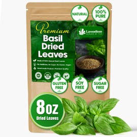 Lavendium, Premium 8oz Dried Basil – 100% Pure, Non-GMO, Gluten-Free, Vegan – Aromatic Culinary Herb for Cooking, Garnish, and Seasoning – No Additives or Preservatives – Resealable Bag