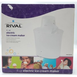 Rival 4 Quart Electric 120v Ice Cream Maker White Rock Salt & Ice FRRVCB40-WT UL