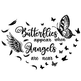 SUPERDANT Butterfly Angel Wings Wall Decals Wall Stickers Inspirational Quotes Wall Mural Black Motivational Saying Girls Women Classroom Living Room Decorations Art Wall Sticker Vinyl Transfer