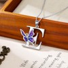 LONAGO Initial E Necklace for Women 925 Sterling Silver Purple