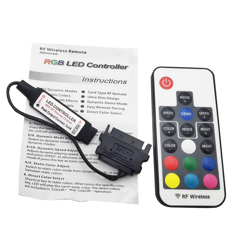 Vrabocry DC12V RGB Controller Mini RF17 Button Remote Control Wireless