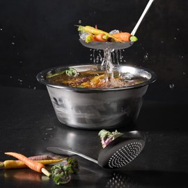 Strainer Skimmer, 304 Stainless Steel Skimmer, Slotted Spoon with Comfort Handle and Hanging Holes, Scoop Strainer Spoon for Cooking, Draining, Frying, Kitchen Colander Spoon, 13.9IN