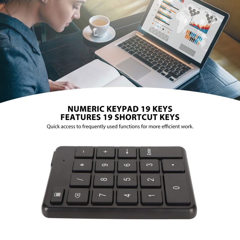 Bluetooth 5.1 Numeric Keypad 19 Keys Ergonomic Number Pads Battery