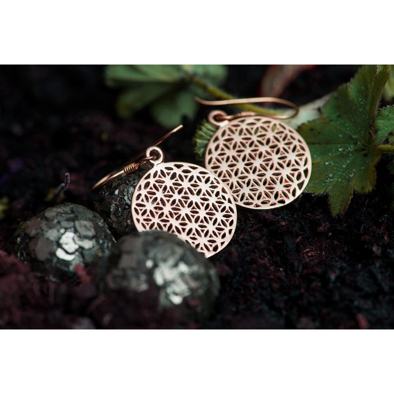 WINDALF SVALA Earrings 3.5 cm The Flower of Life Bronze,