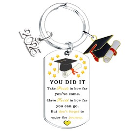 Tihnvk Graduate Keychain for 2025 Class Of 2025 Graduation Gifts for Classmates Students 2025 Graduation Keyring Inspirational Gifts for Daughter Son Leaving Gift for College