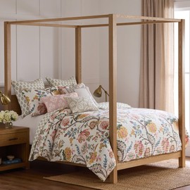 Levtex Home - Maileen Dusty Rose Quilt Set - Full/Queen Quilt and Two Standard Shams - Floral - Dusty Rose Ochre Blue Green Brown Off-White -Quilt (88x92in.) and Shams (20x26in.)- Reversible - Cotton