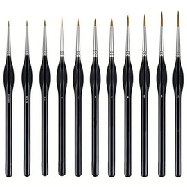 Xolixorium 11Pcs Fine Detail Paint Brush | Reinforced Miniature Painting Brushes for Military Models, Anti-Bending Micro Detail Paintbrushes with Double Ferrule Design