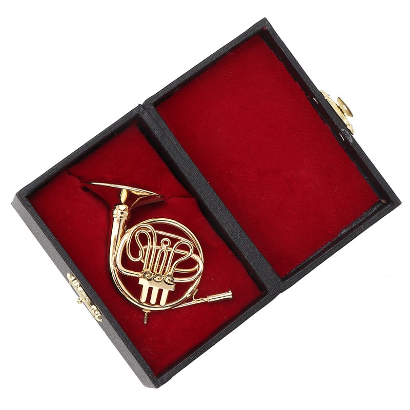 Miniature French Horn Delicated Golden Mini Instrument Ornament Decoration for