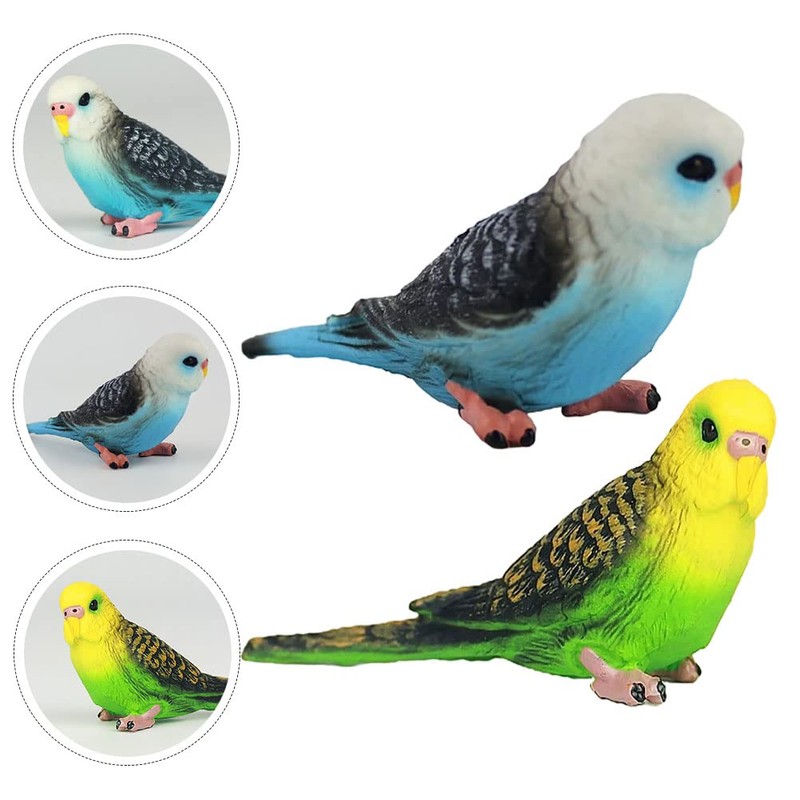 LOGOFUN 2pcs Simulation Birds Figrines Plastic Parakeets Statue Model Wildlife
