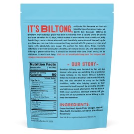 Brooklyn Biltong - Air Dried Grass Fed Beef Snack, South African Beef Jerky - Whole30 Approved, Paleo, Keto, Gluten Free, Sugar Free, Made in USA (Original)