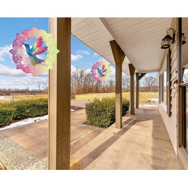 Hummingbird Wind Spinner Kinetic Wind Spinner Creates a Flying Hummingbird Effect -12inch Metal Wind Spinners Outdoor Hanging Decor for Garden Yard