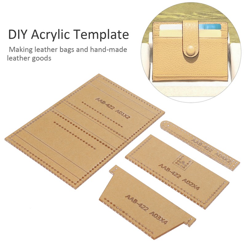 4Pcs Acrylic Template Card Holder DIY HandMade Leather Pattern Drawing