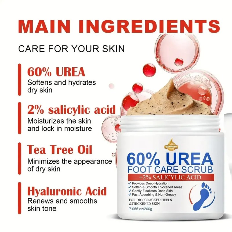 Crema Exfoliante Para Pies Con Urea 60% Y Ácido Salicílico