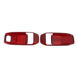 INFINAUTO Interior Door Handle Bowl Cover Trim for Jeep Wrangler Gladiator JT 2DR 2018-2024 Inner Door Handle Decoration Frame Trim Carbon Fiber Red ABS 2 Pcs