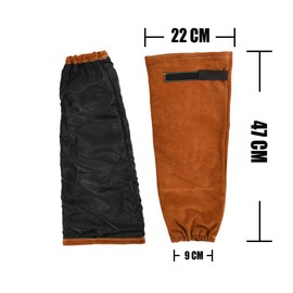 [QeeLink] Sleeve Welding Protective Sleeve Leather Arm Cover Fireproof Cover Abrasion Spatter Prevention Welding Work Protective Equipment, Braun