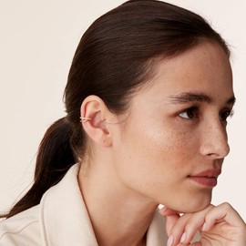 PAVOI 925 Sterling Silver 14K Gold Plated Cubic Zirconia Sparkling Round Huggie Ear Cuff Gold Earrings for Women | Clip On Cartilage (Double, Rose Plated)