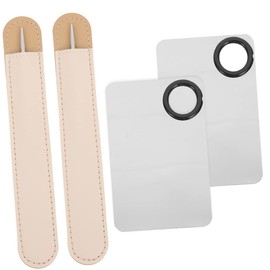 Healvian 2 Sets Palette Set Gels Nail Polisher Makeup Mixing Plate DIY Mixing Foundation Nail Art Palette Make up Kits Steel Spatula Pusher Foundation Mixing Tray Makeup Plate with Spatula