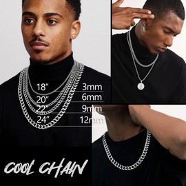 Stainless Steel Cuban Link Chain Necklace Trendy Women Men Jewelry Layering 6mm Curb Chain Necklaces