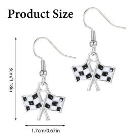 1 Pair Flag Dangle Earrings for Women, Checkered Earrings for Women, Black and White Checkered Flag Drop Earrings, Racing Day Jewelry, Race Plaid Charm Earring, Race Car Earrings Jewelry